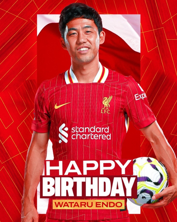  利物浦祝遠藤航32歲生日快樂，球員加盟紅軍至今出戰(zhàn)62場比賽