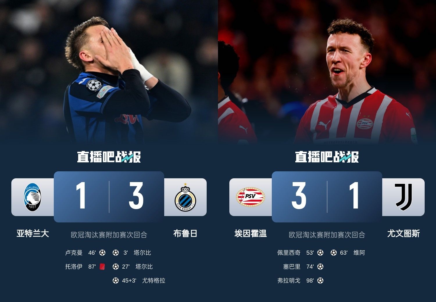  真是意甲拉垮？PSV淘汰尤文后3連敗，布魯日爆冷真藍(lán)黑后1勝難求