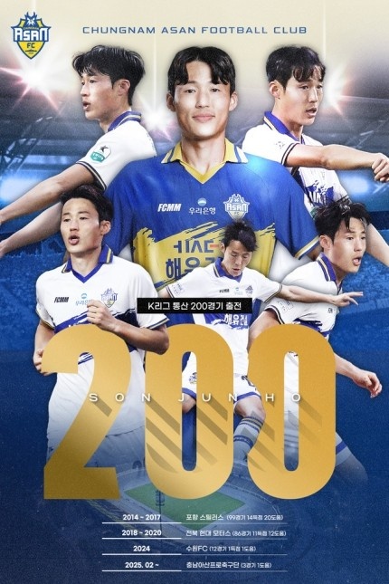  孫準浩完成K聯(lián)賽200場里程碑，貢獻26球34助
