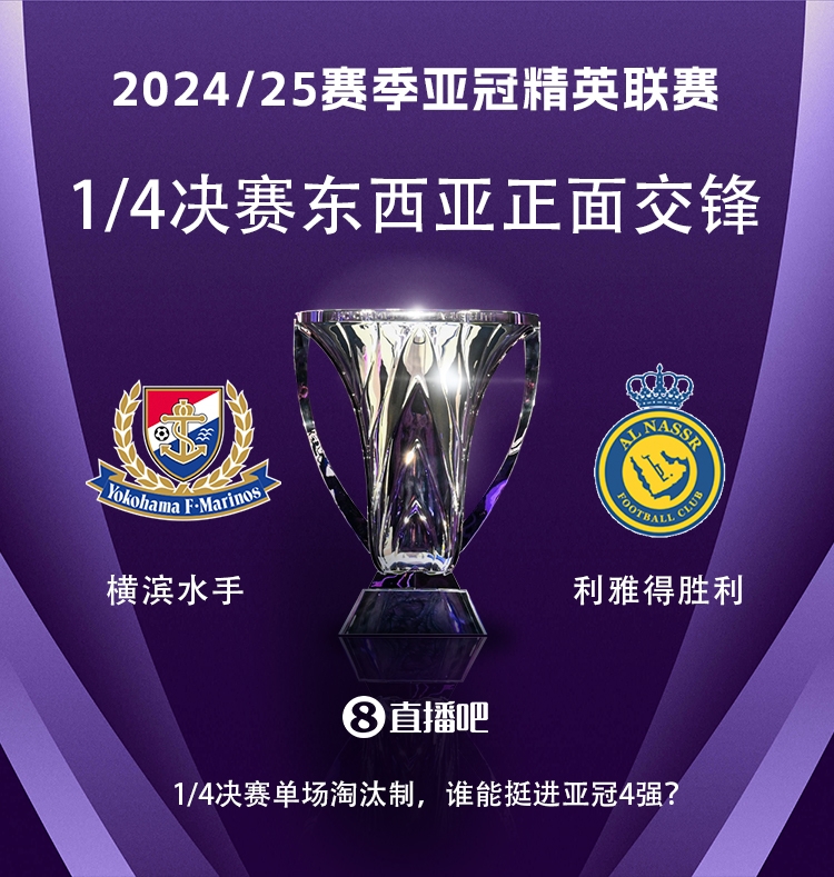  亞冠1/4決賽對(duì)陣：利雅得勝利vs橫濱水手，C羅vs安德森-洛佩斯！
