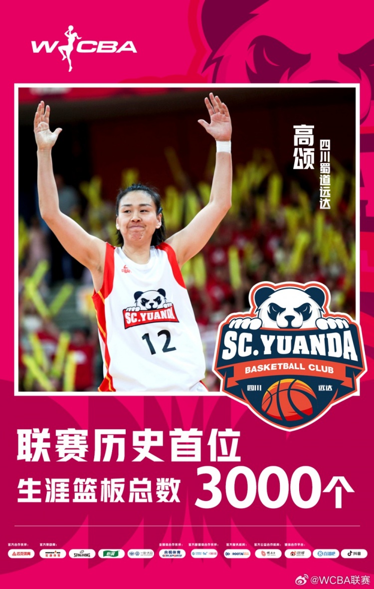  十八載鑄就傳奇！WCBA官方：高頌榮膺聯(lián)賽歷史首位籃板達(dá)3000球員