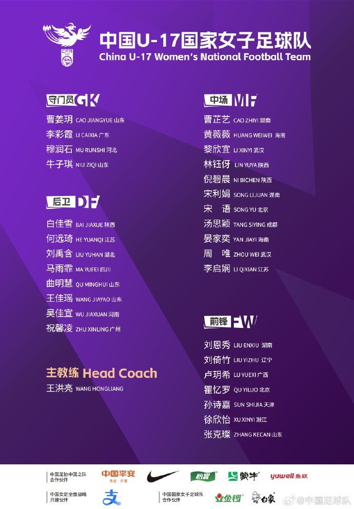  U17女足30人將在蘇州集訓備戰(zhàn)世界杯，姜寧、朱挺擔任訓練員